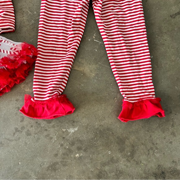 Rare, Too! Christmas Candy Cane Red and White 2-pc Dress & Leggings | Size 3T - Picture 14 of 16